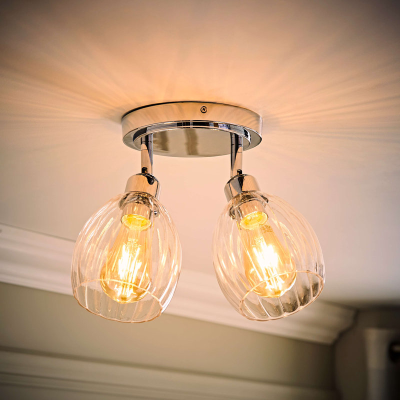 Alaynah Glass Semi Flush Mount, Chrome