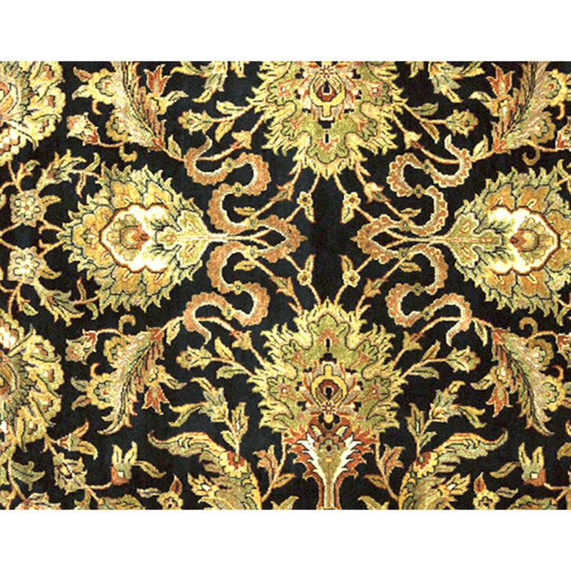 Hand Knotted Wool Area Rug in Black And Gold
