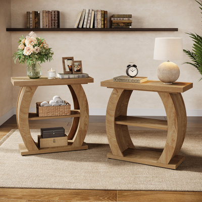 3-Tier Side Table for Living Room, Farmhouse Narrow Bedside End Table for Small Spaces, Bedroom