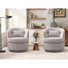 Fauteuil demi-tonneau pivotant en lin doux de 29 po de largeur avec coussin lombaire