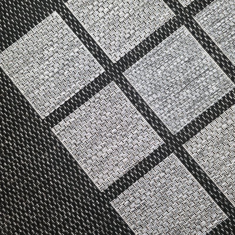 Gere Rug Non Slip Flat Weave Border Check Geometric Kitchen Living Room Carpet, Rectangle 80 x 150 cm, Black