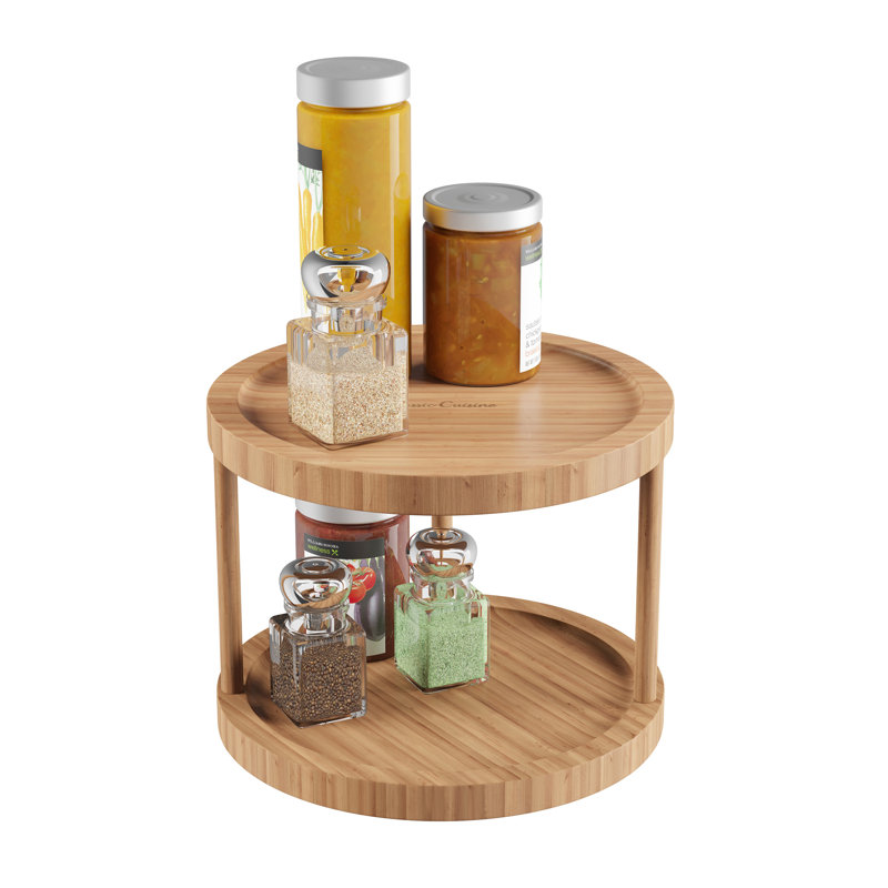Organisateur de présentoir de cuisine, de garde-manger et de meuble-lavabo rond en bambou entièrement naturel Lavish Home Lazy Suzan