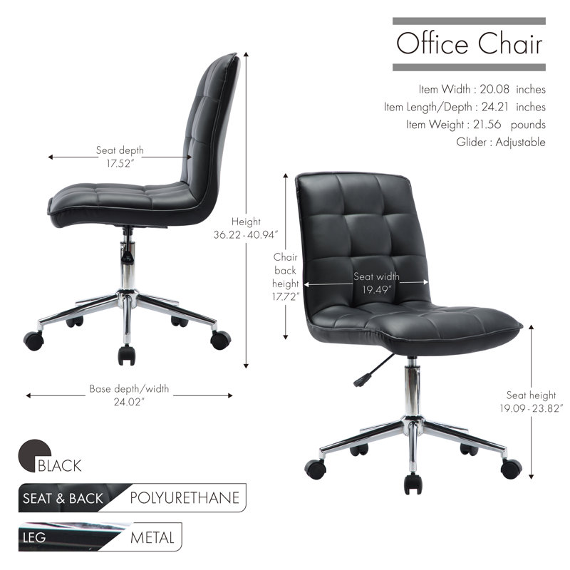 Chaise de travail Warleigh, Noir