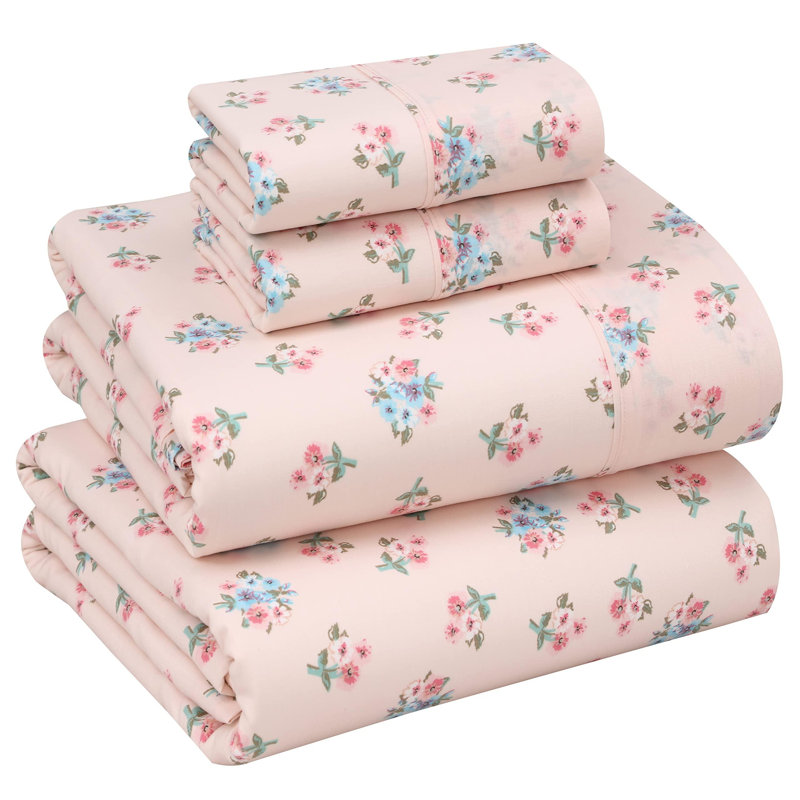 100% Cotton Sheets Sets Soft Crispy Percale Cooling Sheets 16 Inch Deep Pocket Bed Sheets, King Sheet Set with 2 Pillowcase