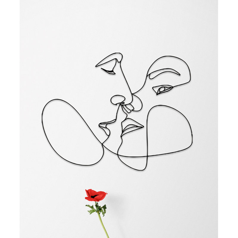 «Love faces», art abstrait en métal à suspendre au mur pour la Saint-Valentin, cadeau de mariage, Noir mat