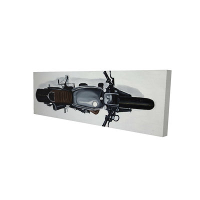 Overhead View of Motorbike Canvas | White Motorcycle Art Decor