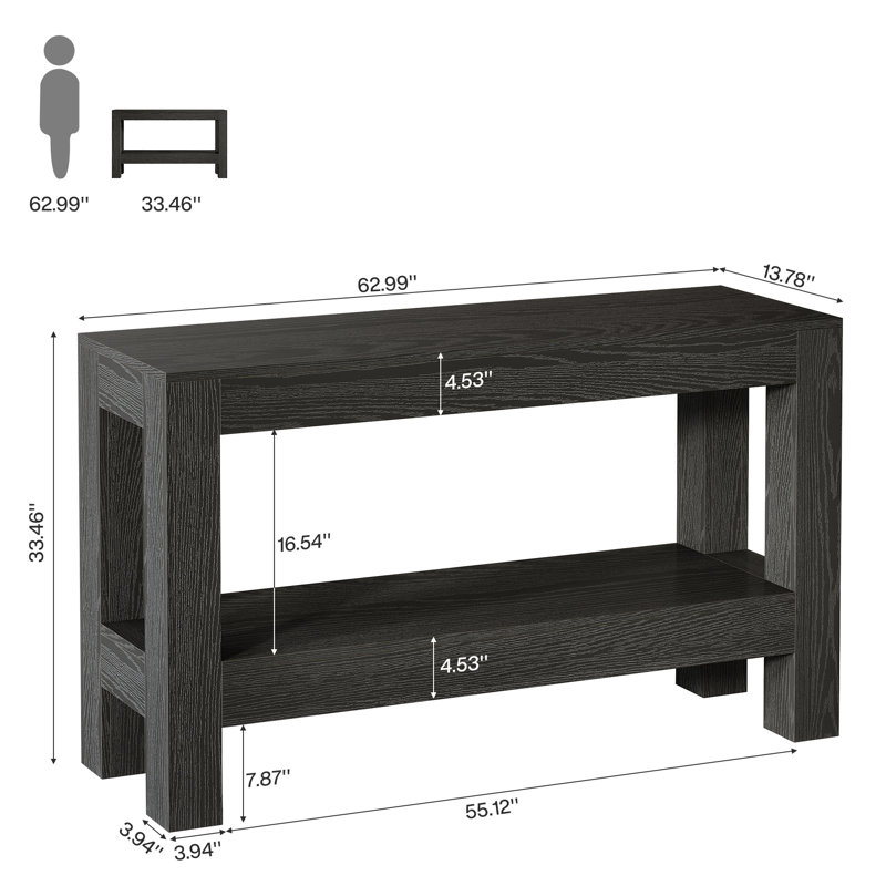 Table basse à 2 niveaux 62,99 po, Noir