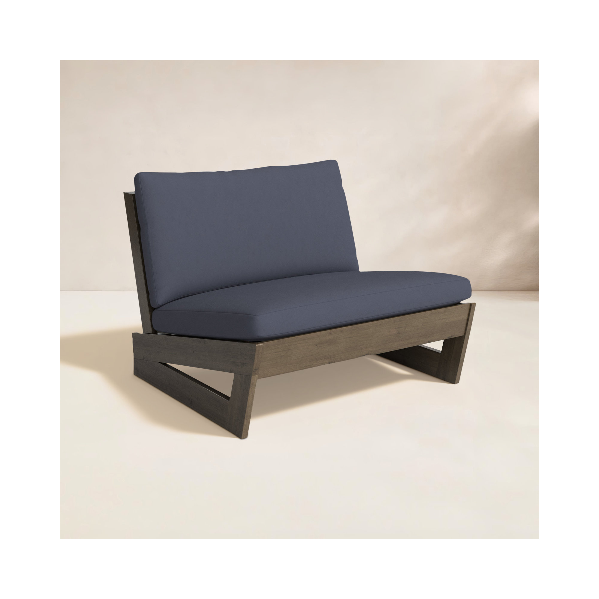 Louise Acacia Outdoor Armless Lounge Chair, Gray Frame/Dark Gray Cushion