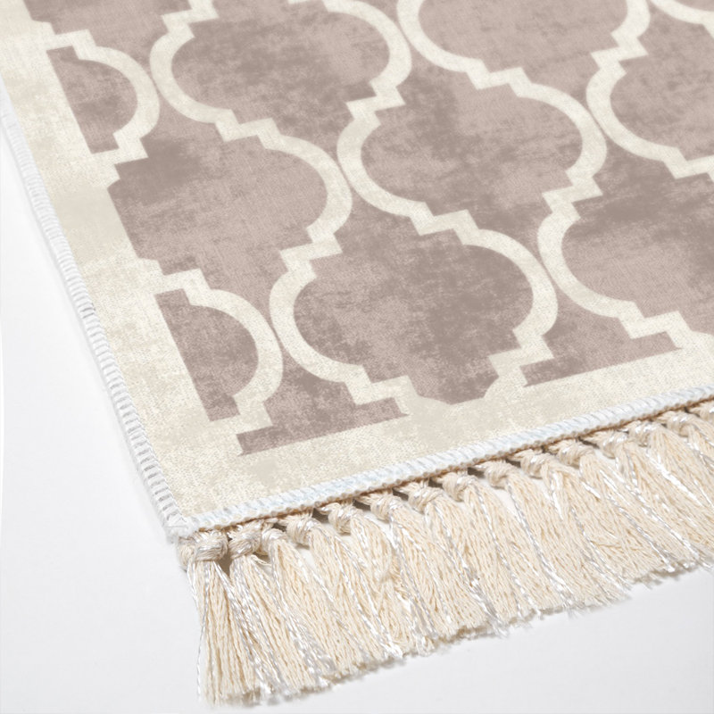 Tapis géométrique brun / beige Atchison, Rectangle 2 pi 7 po x 3 pi 11 po