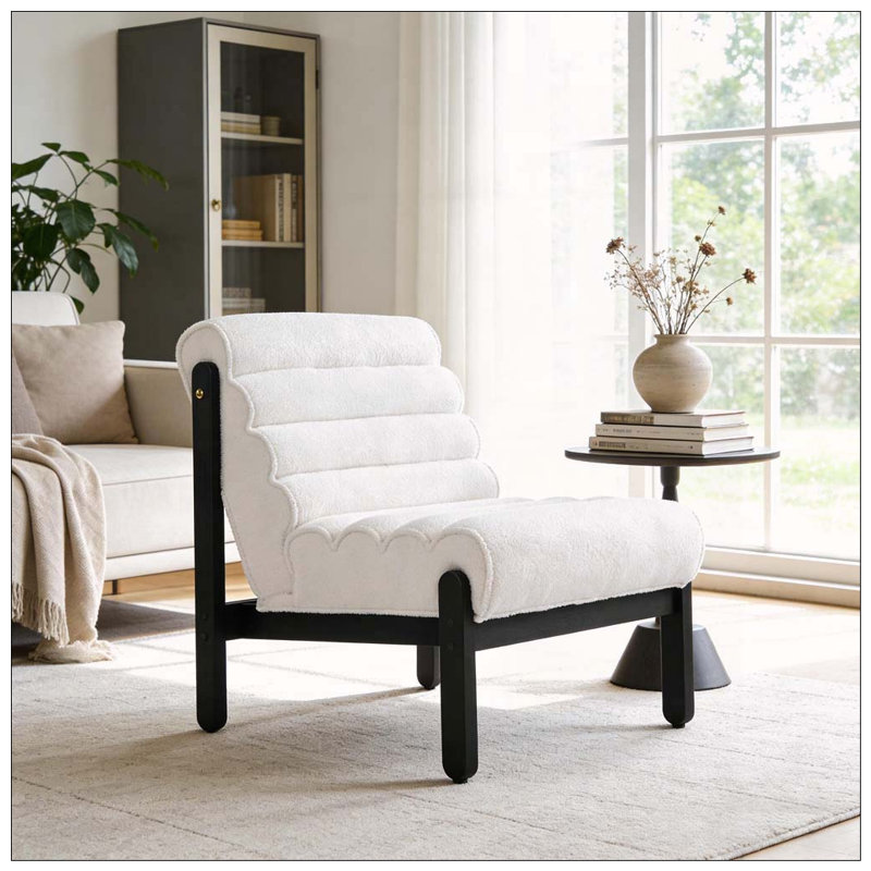 Fauteuil d'appoint Fluffy, Blanc et noir