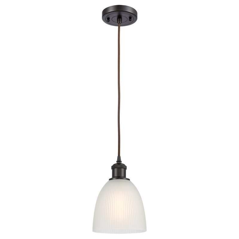 Luminaire suspendu en forme de cloche à 1 lumière Whipple, Blanc, Ampoule DEL 6 watts Vinage, Noir mat