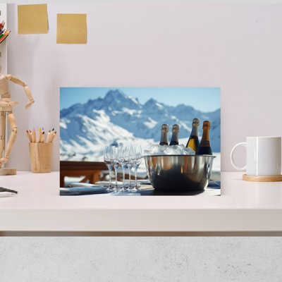 «Mountain Celebration Elegant Abstract Contemporary Mountain Winter», reproduction d'art murale