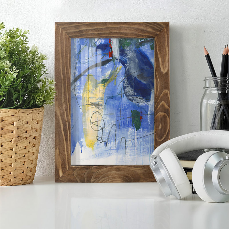 «Gerame Tribal Symbols III», impression encadrée sur papier, H 8 po x l 6 po x P 1 po, Noyer