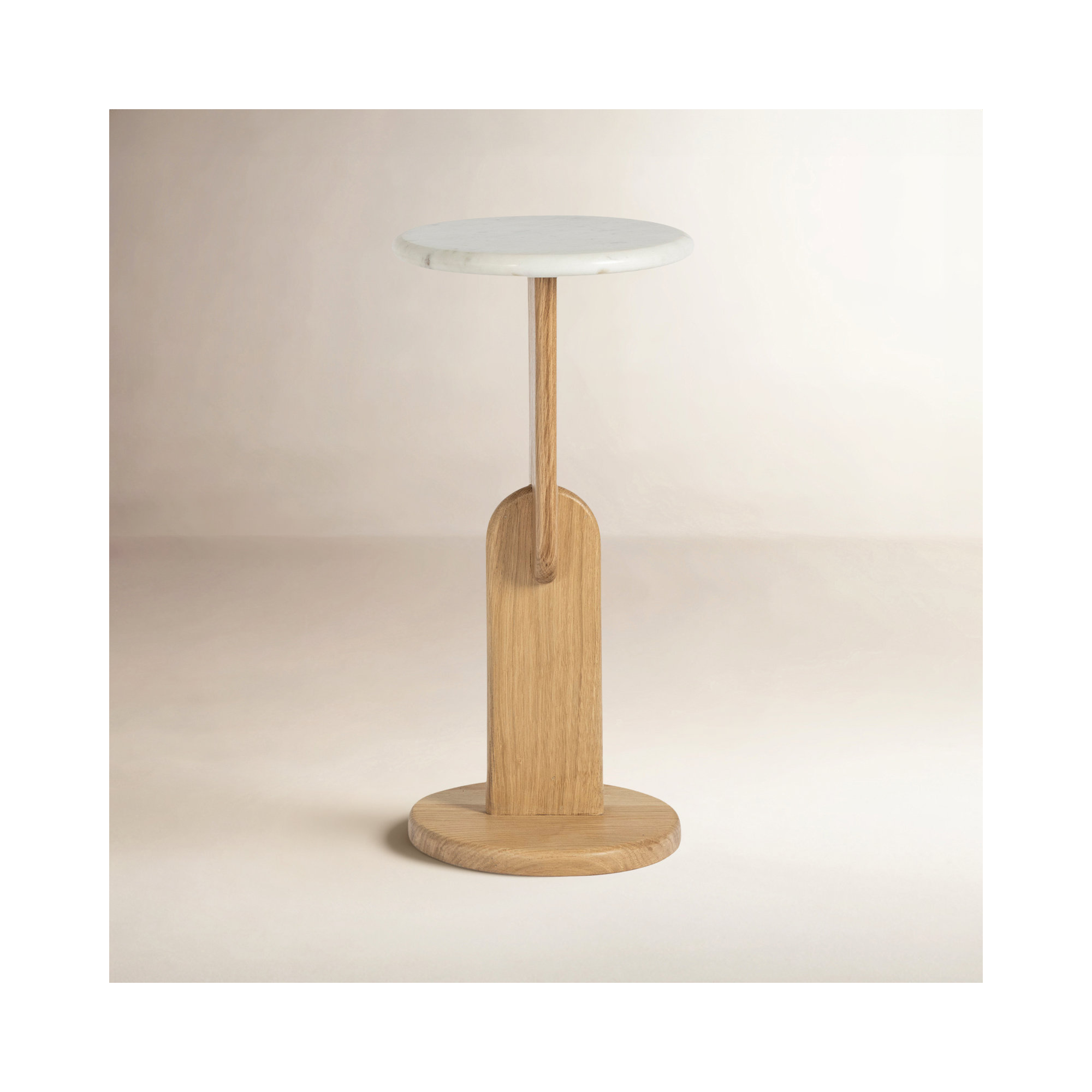 Kielle End Table, Oak, White Marble