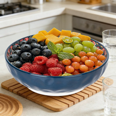 Bohemian Style Large Porcelain Serving Bowls For Entertaining, Soup, Salad, Pasta, Fruit, And Chips, Durable And Versatile Dishwasher Safe Dinnerware