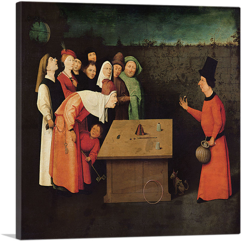 " The Conjurer 1502 " by Hieronymus Bosch Painting Print, 18" H x 18" W x 1.5" D