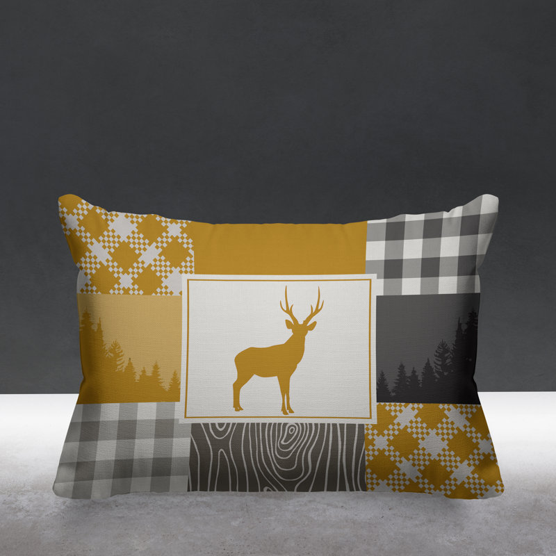 Coussin intérieur / extérieur Range Trees Cabin, 19 po x 19 po, Jaune, Carré