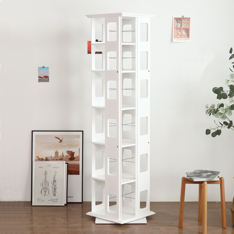 Bibliothèque rotative 6 niveaux à 360 degrés, (6 tablettes) H 70,9 po x l 17,3 po x P 17,3 po