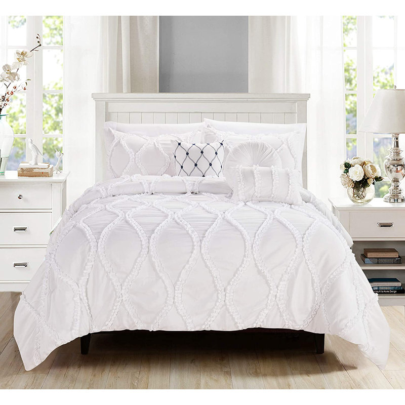 Mocassi 10pc Infinity Geometric Shapes Comforter, White