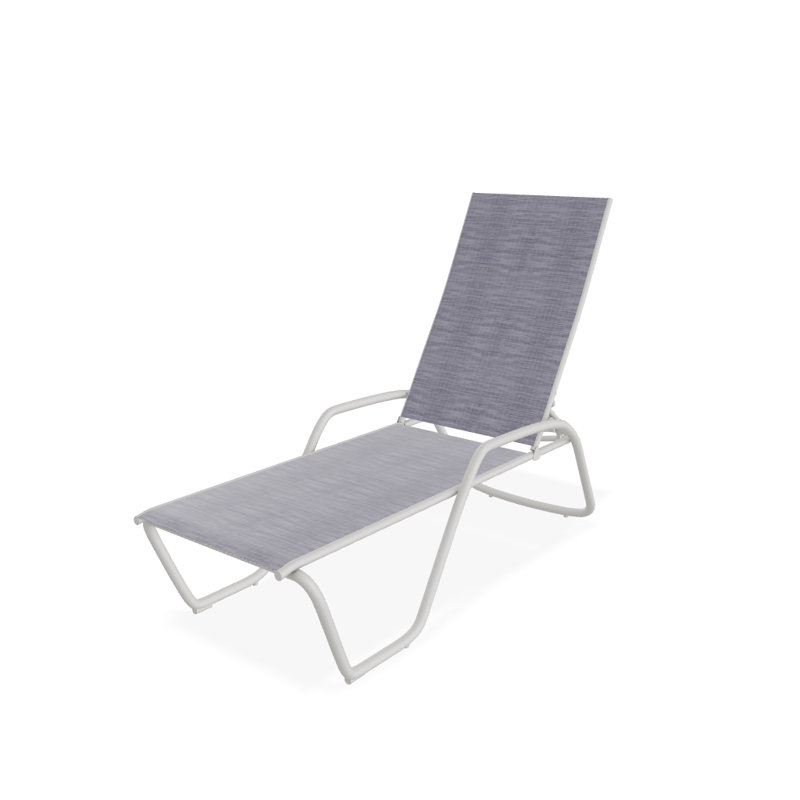 Outdoor Rust-Resistant Metal Chaise Lounge, Textured Snow, Brooks