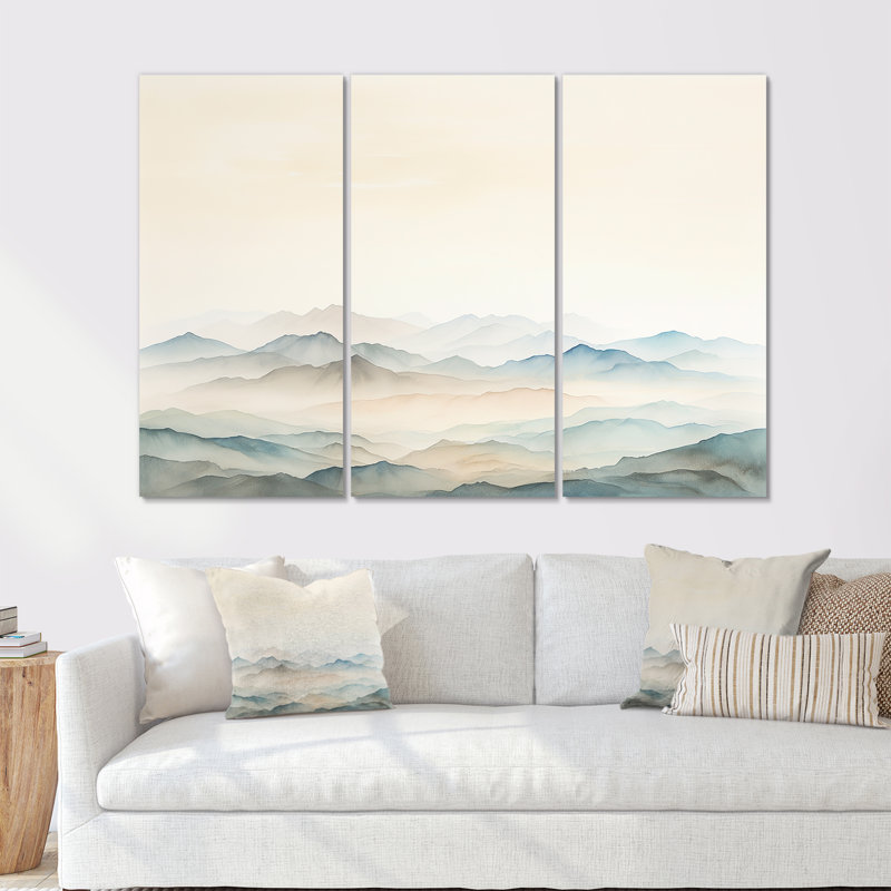«Mountain Silent Beauty I - Landscape Mountains», ensemble d'art mural, Toile tendue, H 40 po x l 60 po x P 1 po