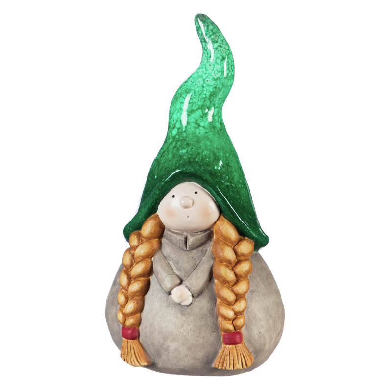 Statue de jardin gnome en céramique Dewan, Bleu sarcelle