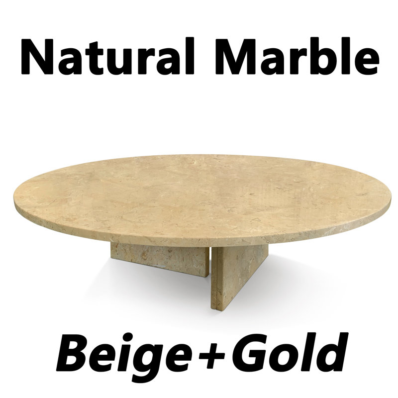 Table basse en marbre véritable, texture, Beige / marbre doré