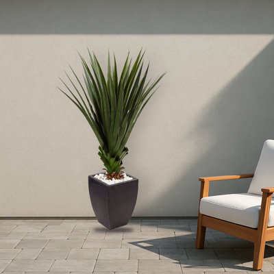 Spiked Agave Artificial Plant in Black Planter