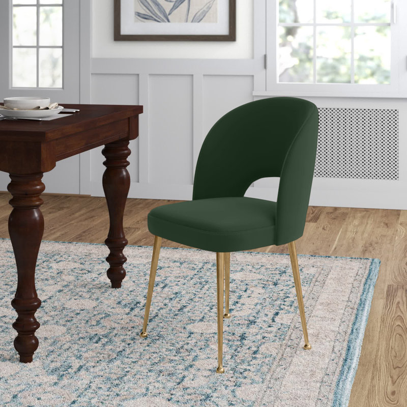 Rizo Cognac Velvet Chair, Forest Green Velvet