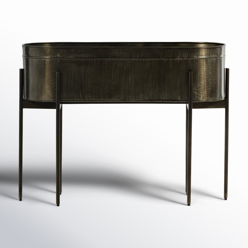 Jed Metal Planter, Weathered Brass