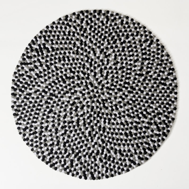 Tapis rond en laine MODWOOL - 47 po - noir / blanc / gris