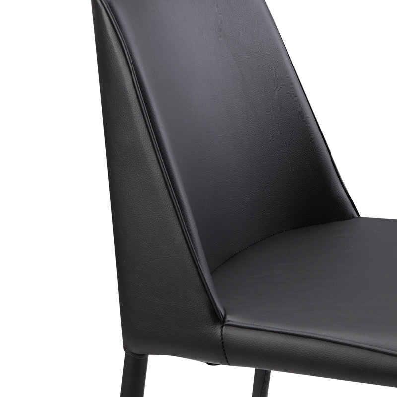 Noel Upholstered Dining Chair, Black Faux Leather, Black