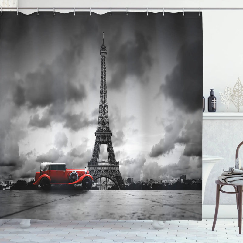 Shower Curtain Set, Eiffel Tower, 69" H x 105" W