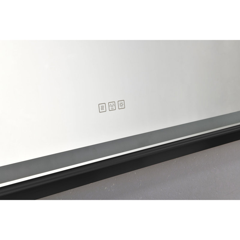 60 po X P 48 po Miroir de salle de bain H H, Noir mat