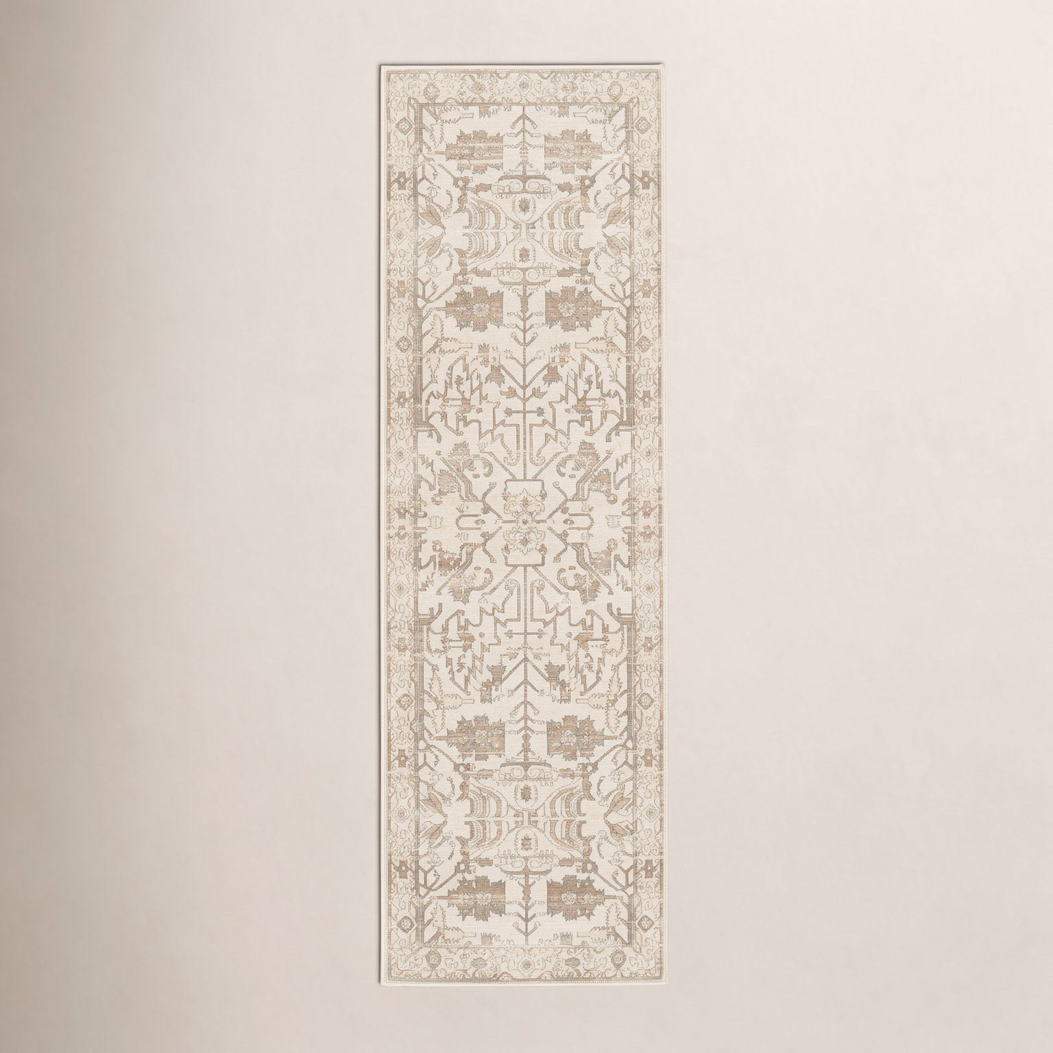 Cupertino Cream Light Gray Oriental Rug, Runner 2'6" x 8'
