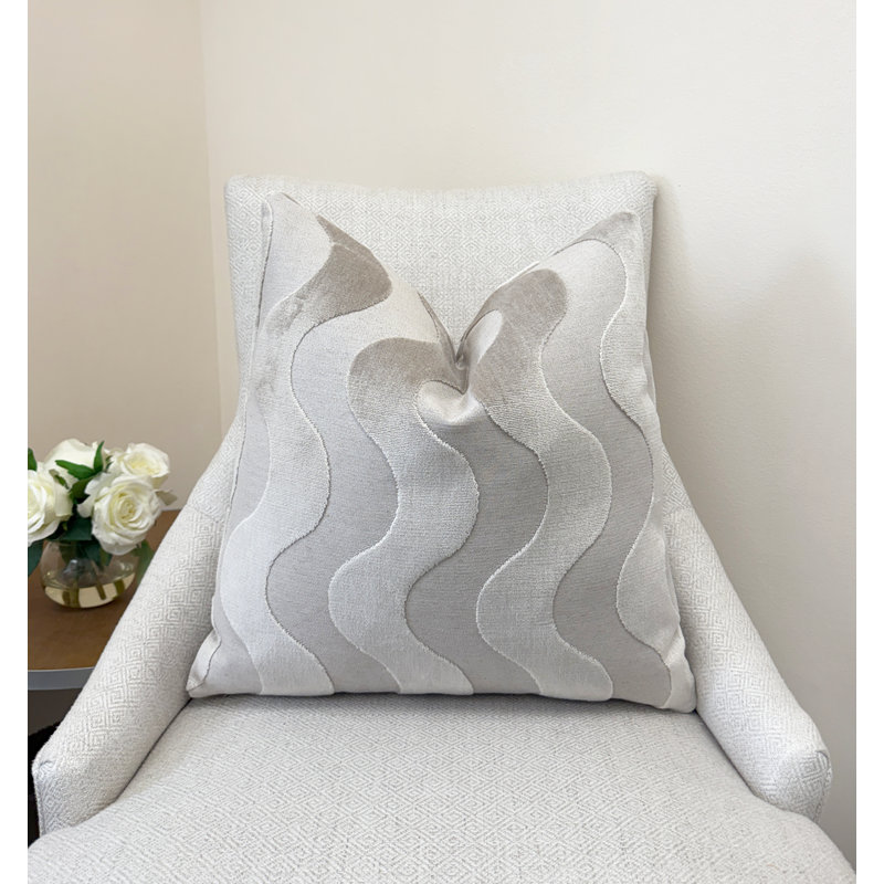 Housse de coussin Wavy, Blanc, 22 x 22 po