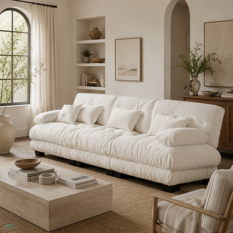 3-Seater Sectional Sofa Modular Deep Seat Sofa Couch , Chenille Sofa Soft Comfy Upholstered Furniture For Living Room, Apartment, Studio, Office,Chenille