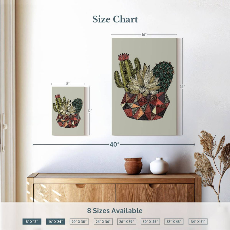 Harnek Geometric Cactus, 12" H x 8" W
