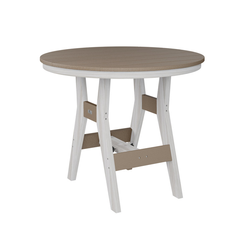 Harbor Outdoor Round Dining Table, Weatherwood, Seashell