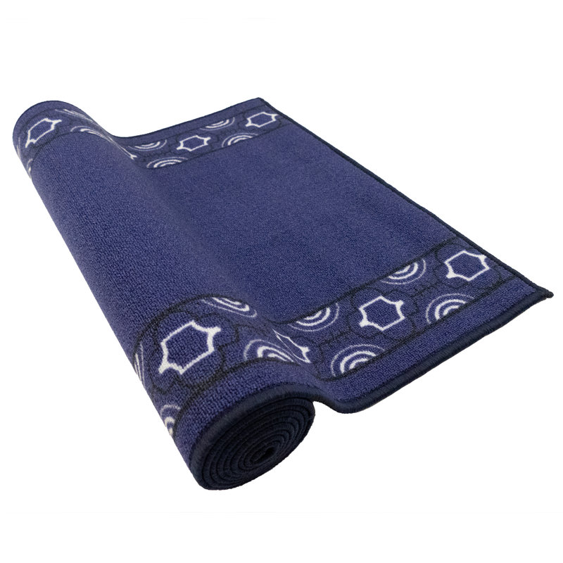 Chualar Custom Size Rug Moroccan Trellis Border Navy Low Pile Slip Resistant Rugs by Feet, Runner 2'2" x 13'