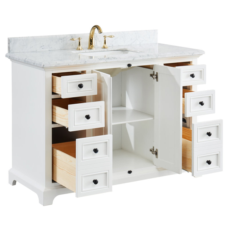 Ensemble de meuble-lavabo simple 48 po avec plateau en marbre Nancee