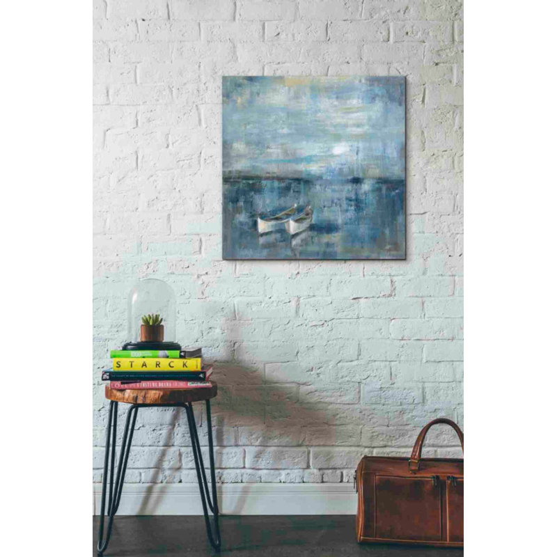 «Deux bateaux» par Silvia Vassileva, art mural sur toile, H 26 po x l 26 po x P 1,75 po