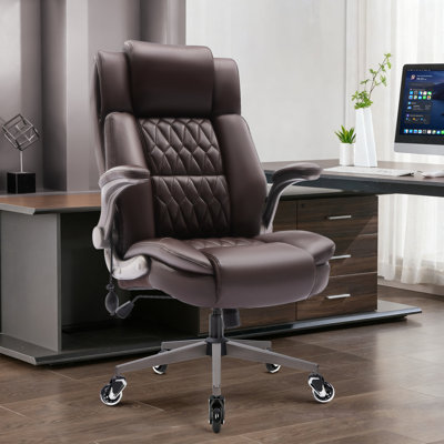 Chaise de bureau ergonomique moderne en cuir synthétique avec lombaire réglable