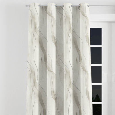Abstract Room Darkening Curtains - Modern Quiet Lines Grommet Curtain - 1 Panel