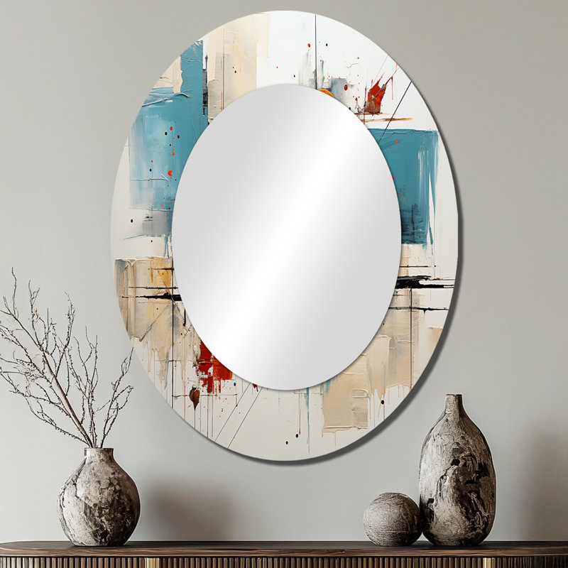 Miroir mural Teal Orange Bold Flow Collage, 40 po x 30 po