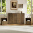 Ensemble 3 pièces commode 8 tiroirs et table de chevet 1 tiroir