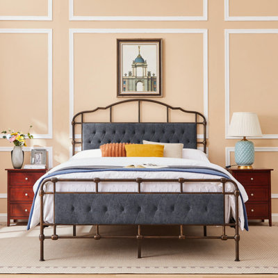 Carlasia Upholstered Metal Panel Bed -  Alcott HillÂ®, BCBEAEAF68B446AF947B0EEBB8E4FEBD