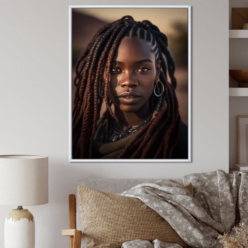«African Tibal Essence - African American Woman», reproduction sur toile, H 40 po x l 30 po x P 1,5 po, Cadre simple blanc