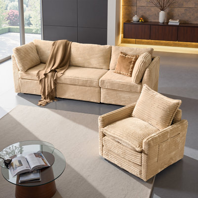 Ensemble de canapé modulaire 4 pièces avec fauteuil pivotant 4 pièces