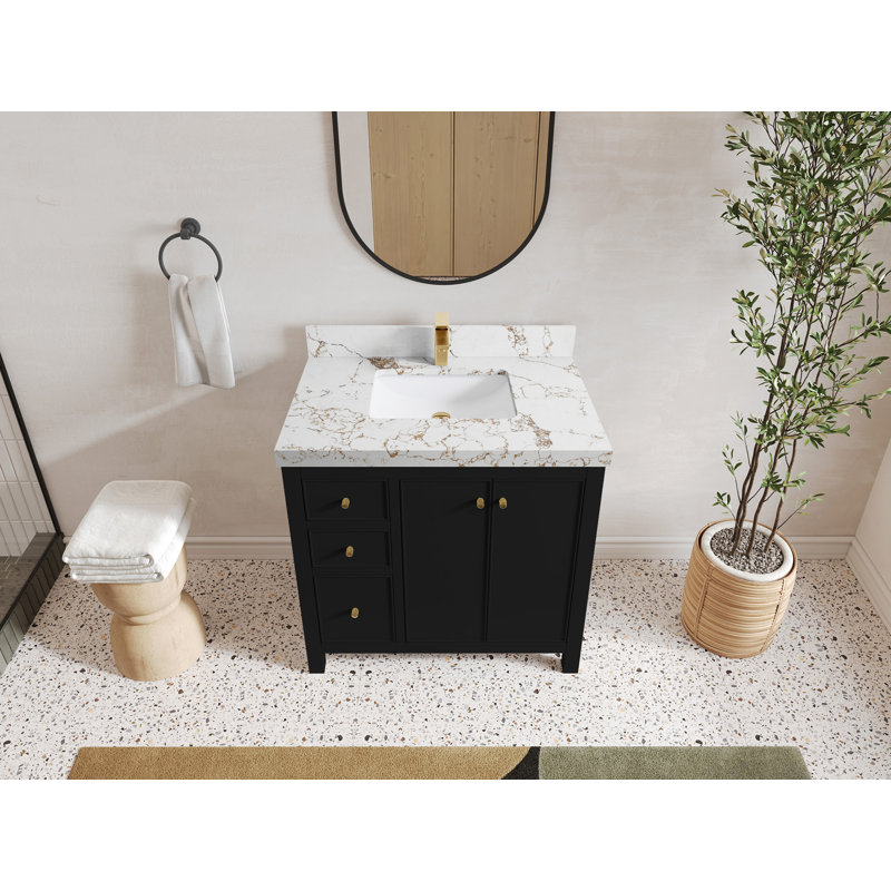 Ensemble de meuble-lavabo simple 36 po Chicago, Doré Viola